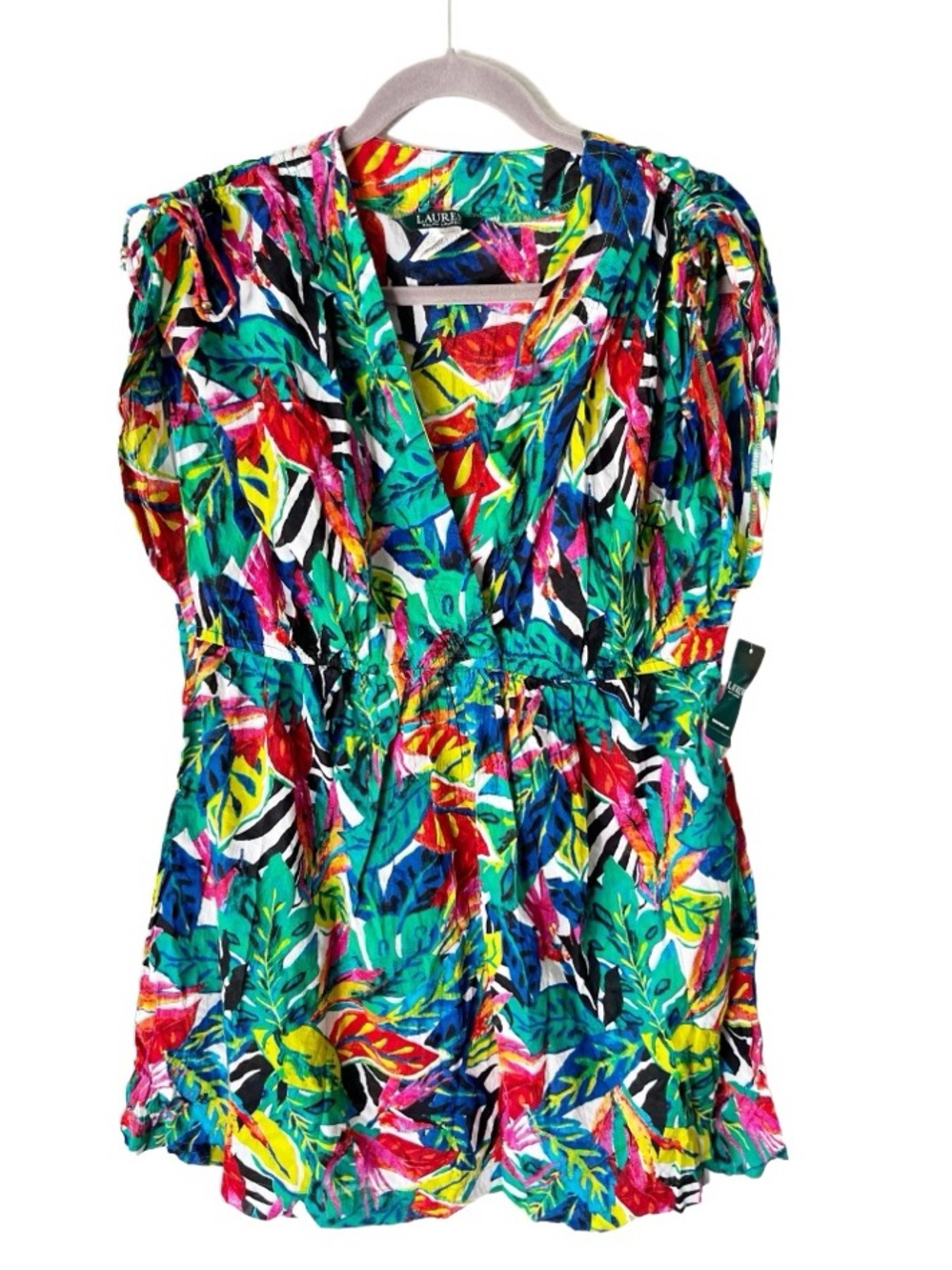 Lauren Ralph Lauren Tropical Swim Cover-Up Dress Women's 1X Resortwear Beach NWT